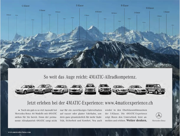Read more about the article Publikums-Anzeige «4MATIC» für Mercedes-Benz