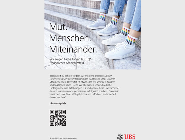 Read more about the article Zurich Pride Magazin 2022 Anzeige für UBS